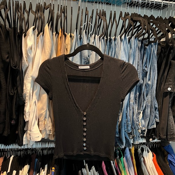 Reformation Gellar Knit Button Top - Picture 2 of 2